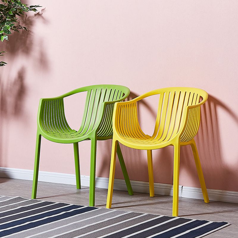 Home Contemporary Arm Chair Slat Back Plastic Stackable Dining Room Chair Clearhalo ' kitchen&dining_furn' 'Dining Chairs' 'Dining Tables & Seating' 'dining_chair' 'furn' 'furn_dining_chair' 'Furniture' 'furniture_dining_chair' 'Kitchen & Dining Furniture' 'kitchen' 1200x1200_091261c6-8b6b-4340-a610-bcdbe327dc84