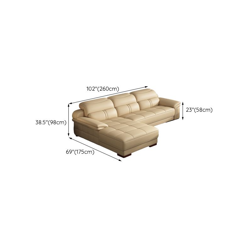 38 "H Hedendaagse sectionele sofa beige leer getuft sectional