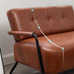 25.59" Wide Faux Leather Sofa 3 Seater Tufted Back Sofa for Living Room
