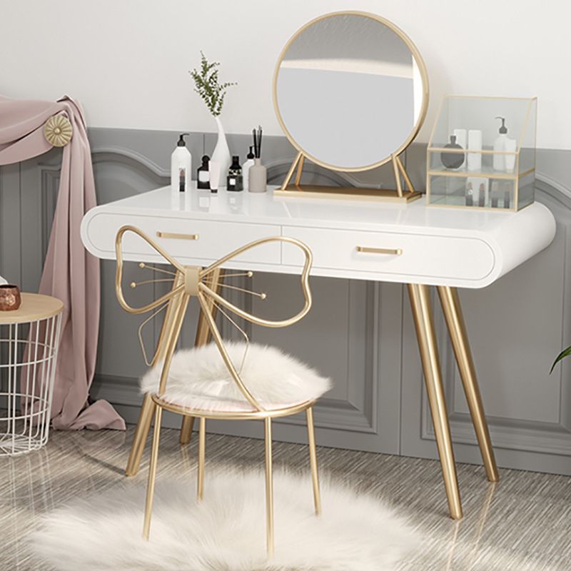 White Gold Makeup Counter with Drawer 15.74" Wide Glam Vanity Tables for Bedroom Clearhalo 'Bedroom Furniture' 'furn' 'furn_makeup_vanities' 'Furniture' 'Makeup Vanities' 'makeup_vanities' 1200x1200_09135024-d5e7-4988-86f4-b9a27afb6194