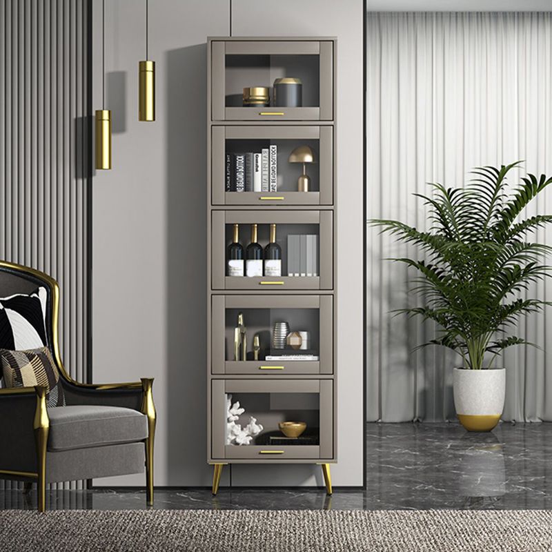 Glam Champagne/White Closed Back Standard Wood Shelf Bookcase for Living Room Clearhalo 'Bookcases' 'furn' 'furn_bookcases' 'Furniture' 'Office Furniture' 1200x1200_091534de-3343-418e-9d3f-b7db50ea5fb6