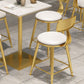 Mesa de pub de mármol sintético, mesa de bar de cócteles en blanco glamuroso con pedestal de metal