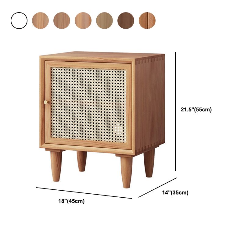 Modern Wicker/Rattan Cabinet Brown 1-Shelf Solid Wood 22 Inch H Nightstand with Door Clearhalo 'Bedroom Furniture' 'furn' 'furn_night_stand' 'Furniture' 'night_stand' 'Nightstands' 1200x1200_0915c826-7a77-41f6-8b1d-c9e3da223565