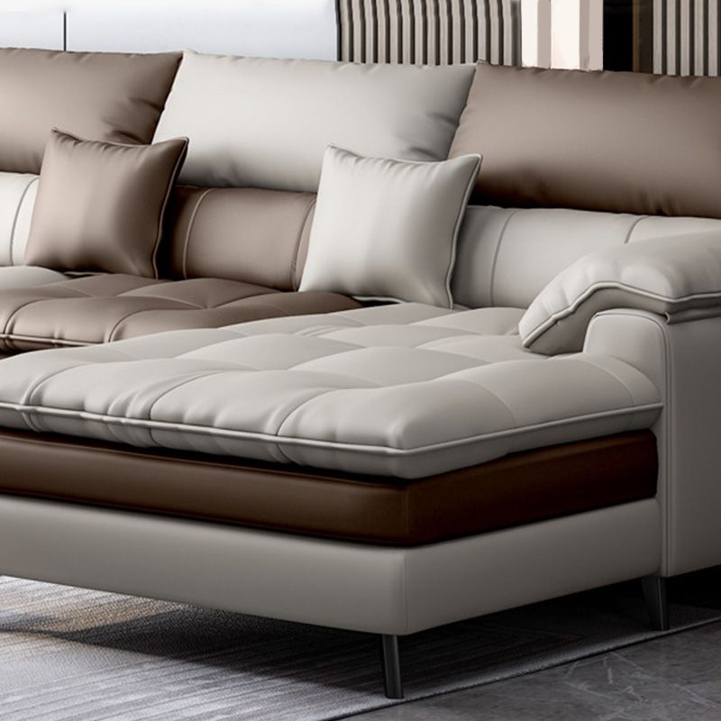 Almohada seccional de cuero sintético brazo beige beige para sala de estar