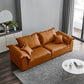 Pillow Top Arm Faux Leather Sette Nordic Down Fill Cushions Sofa with Pillows