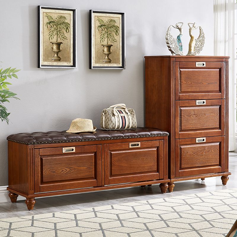 Traditional Entryway Bench Solid Wood Bench with Upholstered Clearhalo 'Benches' 'Chairs & Seating' 'furn' 'furn_benches' 'Furniture' 'Living Room Furniture' 1200x1200_091a6fde-4c43-4c33-8636-a6e7313484b8