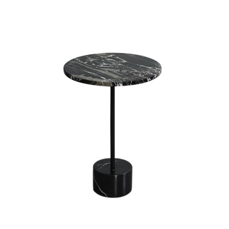 15.74" Wide Round Side Accent Table Marble Top Pedestal End Table