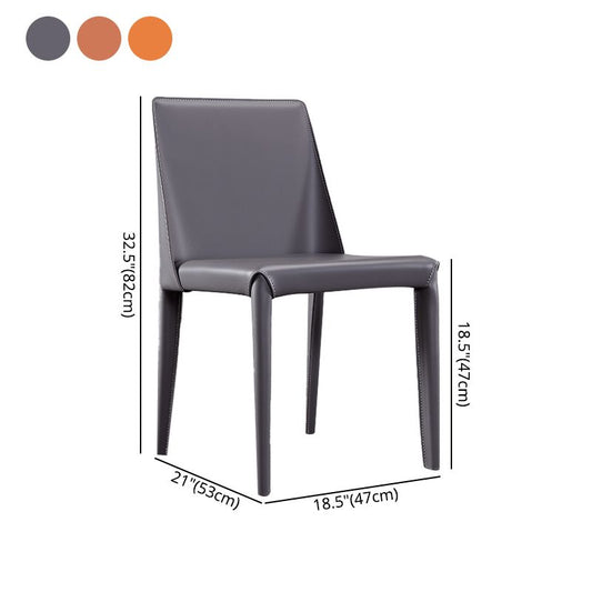 Modern Leather Restaurant Side Chair Solid Back Dining Armless Chair Clearhalo ' kitchen&dining_furn' 'Dining Chairs' 'Dining Tables & Seating' 'dining_chair' 'furn' 'furn_dining_chair' 'Furniture' 'furniture_dining_chair' 'Kitchen & Dining Furniture' 'kitchen' 1200x1200_091c5f05-aee2-4342-884c-198cb956b19d