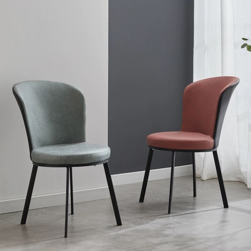 Glam Style Upholstered Armless Side Chair Metal 4 Black Finish Legs Solid Back Chairs Clearhalo ' kitchen&dining_furn' 'Dining Chairs' 'Dining Tables & Seating' 'dining_chair' 'furn' 'furn_dining_chair' 'Furniture' 'furniture_dining_chair' 'Kitchen & Dining Furniture' 'kitchen' 1200x1200_091c6bf8-ffd3-4efe-8de9-471483a8047a