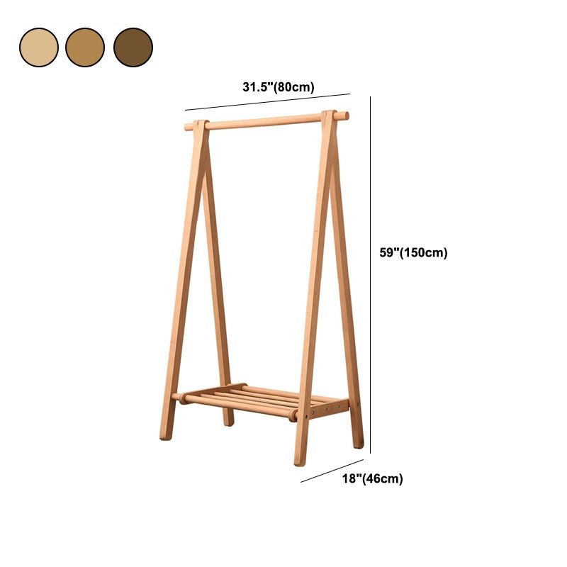 Rack de manteau de style moderne en bois massif en bois de manteau autoportant avec étagère