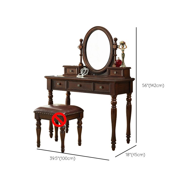 Traditional Makeup Vanity Set Wooden 5 Drawers Vanity Tables Clearhalo 'Bedroom Furniture' 'furn' 'furn_makeup_vanities' 'Furniture' 'Makeup Vanities' 'makeup_vanities' 1200x1200_0923006b-6a9a-437f-9df8-20397458a36e