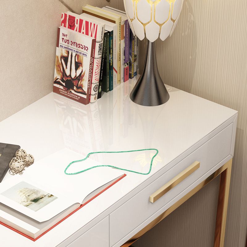 Black and White Writing Desk Stainless Steel and Artificial Wood Office Desk with Drawers Clearhalo 'furn' 'furn_office_desk' 'Furniture' 'Office Desks' 'Office Furniture' 'office_desk' 1200x1200_0926ab32-f11f-4415-b61f-6f5f21480532