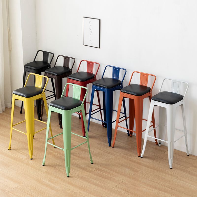 Nordic Armless Backrest Counter Stool Iron Cafe Bar Stool with Seat and Pedal