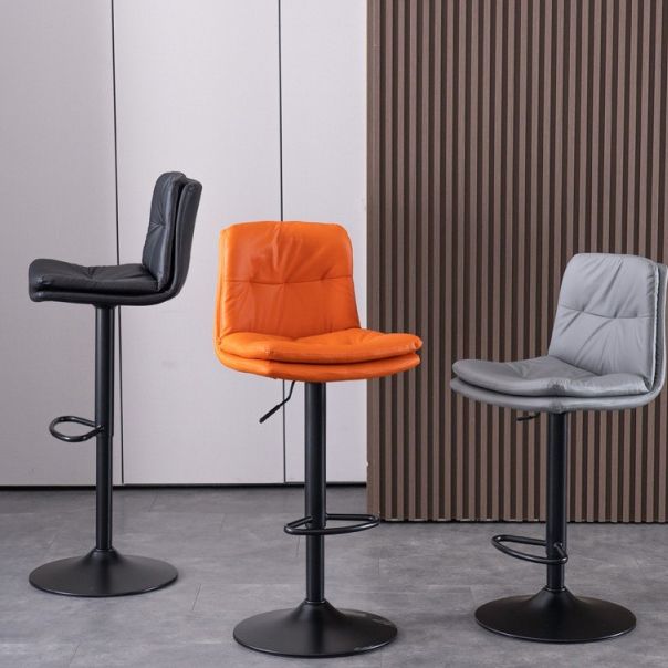 Modern Swivel Adjustable Height Barstool Matte Finish Leather Stool Clearhalo 'Bar Furniture' 'Bar Stools' 'bar_stools' 'furn' 'furn_bar_stools' 'Furniture' 'furniture_bar_stools' 'Kitchen & Dining Furniture' 1200x1200_0928cfc8-3aef-4f0f-8082-7c1e30e0d8e6