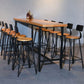 Mesa de bar con caballete rectangular para interiores industriales en metal y madera