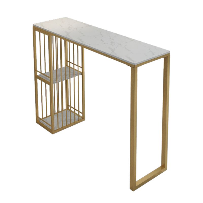 Tableau de barre en marbre artificiel Table du bistrot de style glamour de 42 pouces avec grille de rangement