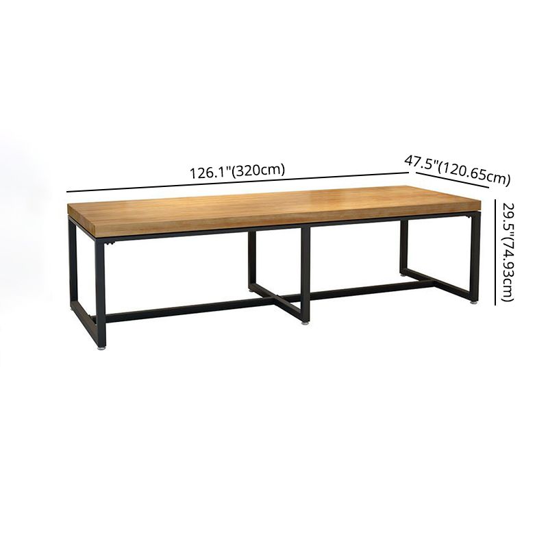 Industrial Wooden Dining¬†Room¬†Set with Rectangle Table and Black Legs Dining Table Furniture Clearhalo 'Dining Room Sets' 'Dining Tables & Seating' 'dining_room_set' 'furn' 'furn_dining_room_set' 'Furniture' 'furniture_dining_room_set' 'Kitchen & Dining Furniture' 'kitchen&dining_furn' 'kitchen' 1200x1200_092cfa3d-5d54-4720-bc64-5d4843ffa618