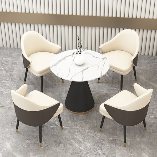 Glam Dinette Set para comedor 1/2/5 piezas Juego de mesa de comedor blanca brillante
