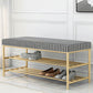 Rectangle Shoe Storage Entryway Bench Cushioned Modern Metal Seating Bench Clearhalo 'Benches' 'Chairs & Seating' 'furn' 'furn_benches' 'Furniture' 'Living Room Furniture' 1200x1200_092df39b-5793-46ab-b780-566f855d9ae4
