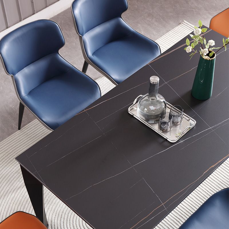 Industrial Dining Table Rectangle Stone Dinette Table in Black Clearhalo 'Dining Tables & Seating' 'Dining Tables' 'dining_table' 'furn' 'furn_dining_table' 'Furniture' 'Kitchen & Dining Furniture' 1200x1200_092ea944-2c5c-4342-883d-27f6854d809e