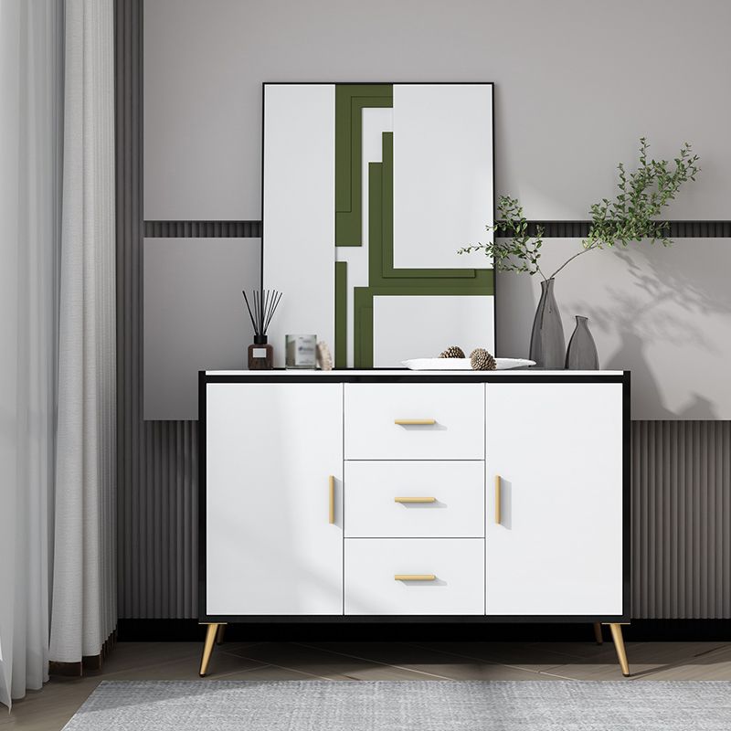 39.5"L Glam Style Side Board with Engineered Wood Drawers and Storage for Dining Room Clearhalo 'buffet_sideboard' 'Buffets & Sideboards' 'furn' 'furn_buffet_sideboard' 'Furniture' 'Kitchen & Dining Furniture' 1200x1200_092fc637-9c53-4797-a411-531d41abf9e2