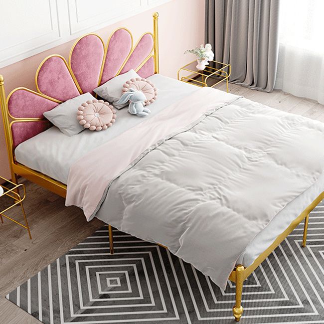 Letto standard in acciaio glam con testiera rivestita, letto a pannello alto 47 "