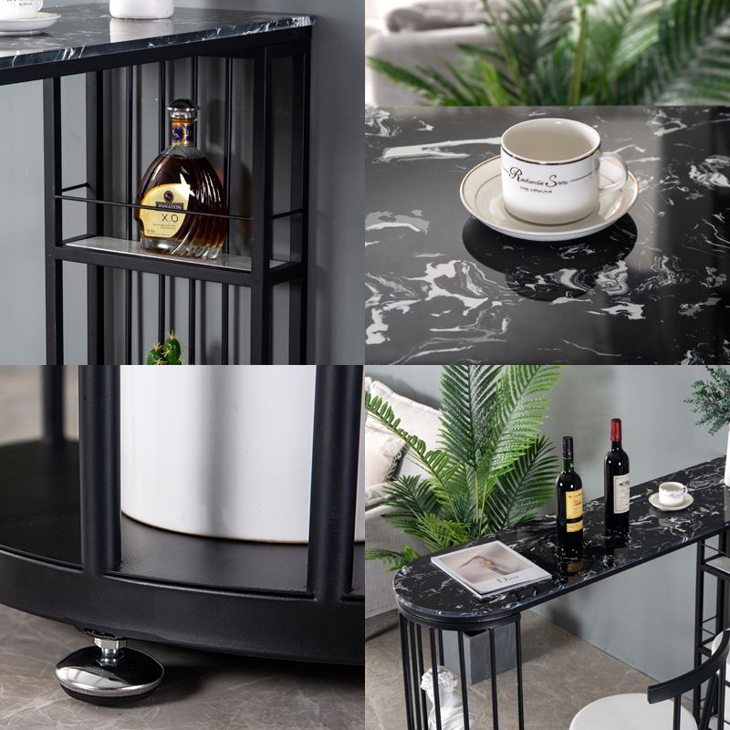 Marble Bistro Bar Desk with Specialty Table Top Double Pedestal Table - 41.3" H Clearhalo 'Bar Furniture' 'Bar Tables' 'bar_tables' 'furn' 'furn_bar_tables' 'Furniture' 'furniture_bar_tables' 'Kitchen & Dining Furniture' 1200x1200_0934227d-7e2e-430f-aefa-4868f781b997
