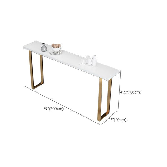 Solid Wood Counter Height Table White Top and Gold Base Bar Table Clearhalo 'Bar Furniture' 'Bar Tables' 'bar_tables' 'furn' 'furn_bar_tables' 'Furniture' 'Kitchen & Dining Furniture' 1200x1200_09344d1a-f55b-4b43-babb-0ff22c3c98b3