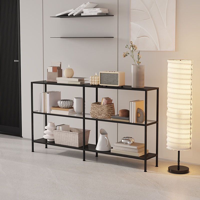 Contemporary Rectangle Console Accent Table Antique Finish Console Sofa Table in Metal Clearhalo 'Console Tables' 'console_tables' 'Entry & Mudroom Furniture' 'furn' 'furn_console_tables' 'Furniture' 1200x1200_09349259-1c3b-4071-bf9b-1b7994f3339a