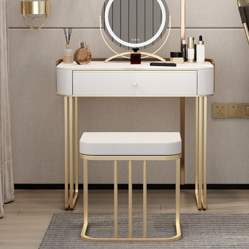 Stone Top Make-up Eitelkeit luxuriöser Metall-Schminktisch in Grau/Weiß