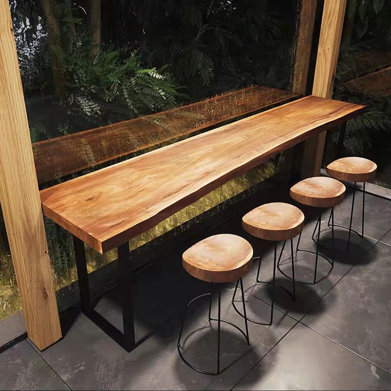 1/2/5 PCS Table de table de bar en bois marron clair avec tabourets en bois pour le salon