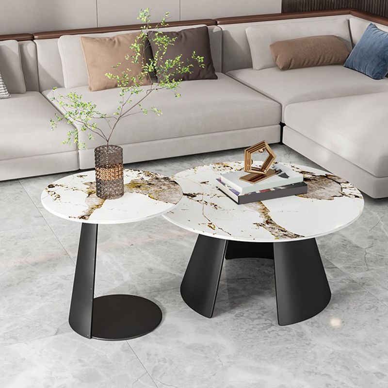 Glam Table basse ronde sur pied / 3 pieds en ardoise