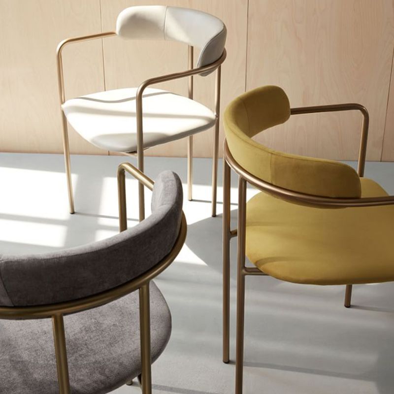 Fabric Glam Style Arm Chair Open Back Dining Chair for Dining Room Clearhalo 'Dining Chairs' 'Dining Tables & Seating' 'dining_chair' 'furn' 'furn_dining_chair' 'Furniture' 'furniture_dining_chair' 'Kitchen & Dining Furniture' 1200x1200_09399c03-6a92-4544-94f5-5404f9ee2256