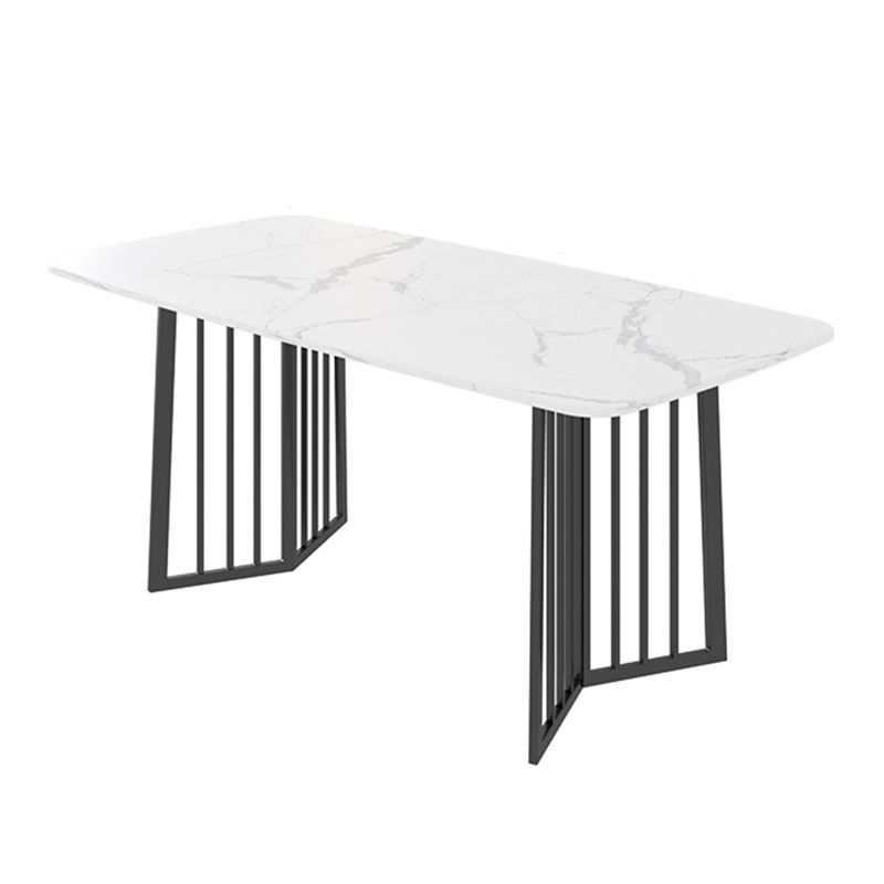 Black Metal Double Pedestal Dining Table Industrial Rectangle Fixed Table Clearhalo 'Dining Tables & Seating' 'Dining Tables' 'dining_table' 'furn' 'furn_dining_table' 'Furniture' 'furniture_dining_table' 'Kitchen & Dining Furniture' 'kitchen' 'kitchen_dining_table' 1200x1200_0939e334-157b-409e-a162-b95d972983ff