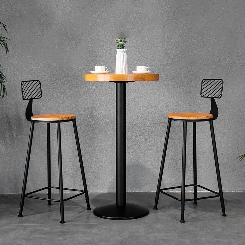 1/2/3-teiliges Bartisch-Set aus massivem Holz im industriellen Stil, rundes Theken-Set