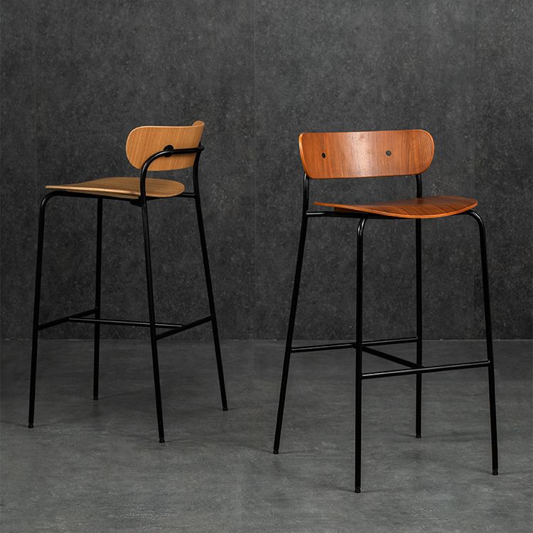Contemporary Backrest Solid Wood and Metal Counter High Stool with 4 Legs Clearhalo 'Bar Furniture' 'Bar Stools' 'bar_stools' 'furn' 'furn_bar_stools' 'Furniture' 'Kitchen & Dining Furniture' 1200x1200_093b0737-73cc-4acb-b5fc-35acd4807012