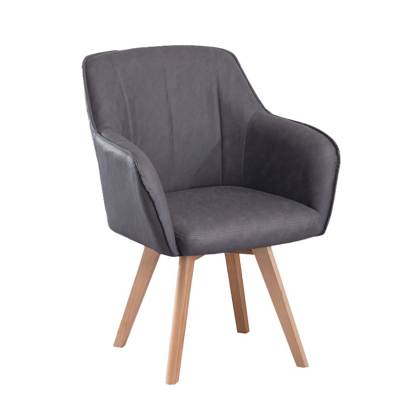 Scandinavian Style Faux Leather Dining Chairs Solid Back Arm Chairs for Home Use Clearhalo ' kitchen&dining_furn' 'Dining Chairs' 'Dining Tables & Seating' 'dining_chair' 'furn' 'furn_dining_chair' 'Furniture' 'furniture_dining_chair' 'Kitchen & Dining Furniture' 'kitchen' 1200x1200_093b9294-b326-4898-b31f-8bcc08825655