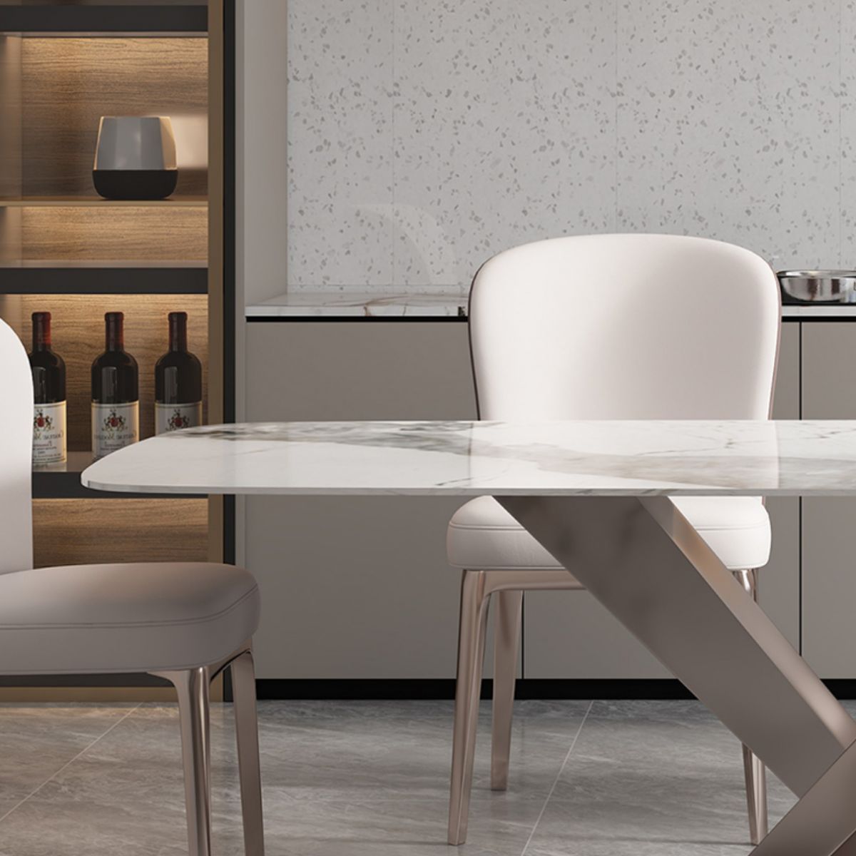 Pedestal 1/2/5/7 Pieces Dining Table Set Stainless Steel Dining Table and Chairs Clearhalo 'Dining Room Sets' 'Dining Tables & Seating' 'dining_room_set' 'furn' 'furn_dining_room_set' 'Furniture' 'furniture_dining_room_set' 'Kitchen & Dining Furniture' 'kitchen&dining_furn' 'kitchen' 1200x1200_093ba0e1-888b-4376-b5c9-4475fc349dd0