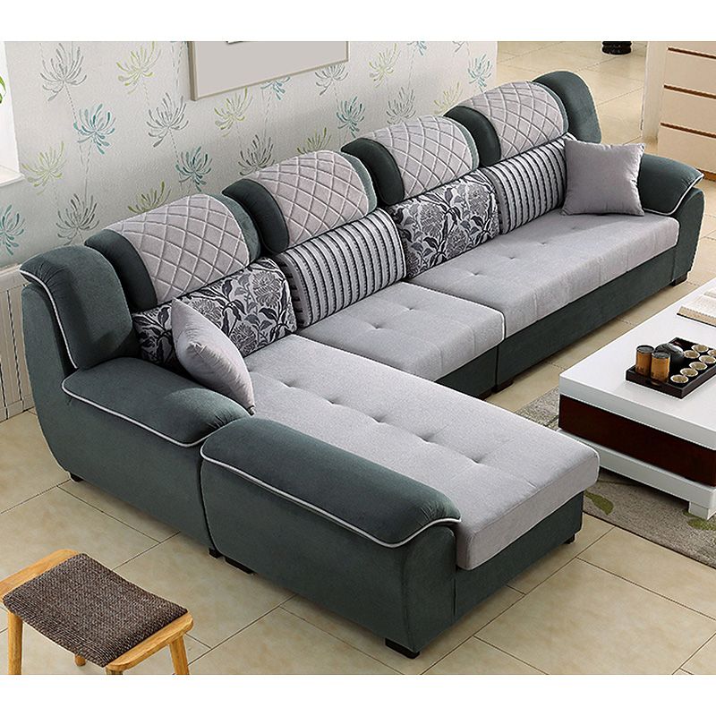 133.86"L x 70.87"W x 37.4"H Pillow Top Arm Sectional Pillow Back Sofa and Chaise Clearhalo 'furn' 'furn_sectionals' 'Furniture' 'furniture_sectionals' 'Living Room Furniture' 'Sectionals' 1200x1200_093c326d-8100-4281-9320-a52065aa78af
