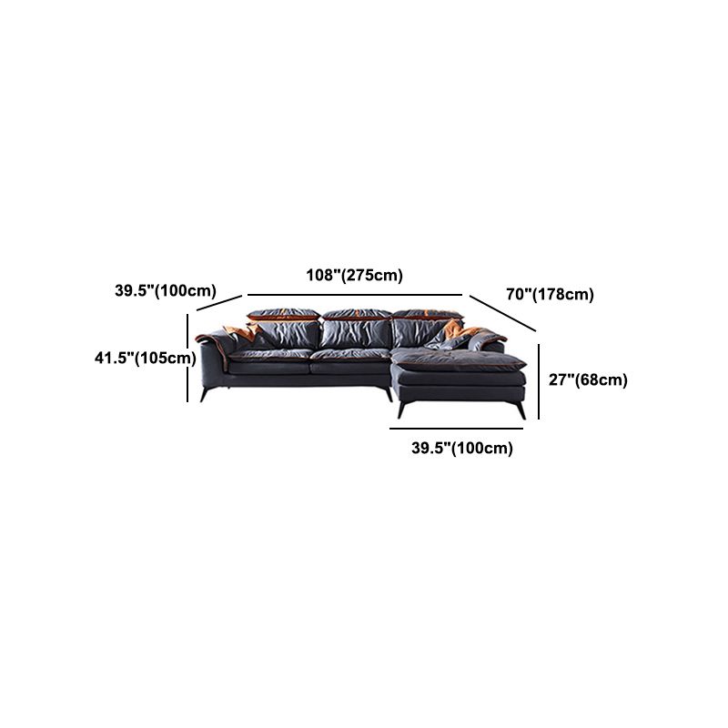 Grey Modern Tufted Sofa & Chaise Stain Resistant Sectional 41.33" H Clearhalo 'furn' 'furn_sectionals' 'Furniture' 'Living Room Furniture' 'Sectionals' 1200x1200_093c61d7-5bac-4867-a235-c22454af66d6