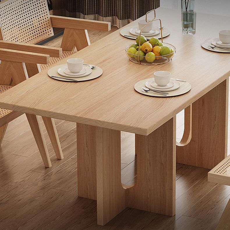 Rectangle Double Base Dining Table Modern Pine Wood Table for Kitchen Clearhalo 'Dining Tables & Seating' 'Dining Tables' 'dining_table' 'furn' 'furn_dining_table' 'Furniture' 'Kitchen & Dining Furniture' 1200x1200_093f4ceb-e517-4587-928b-4211ab3207ab