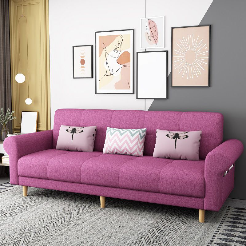29.52"W Linen Solid Color Rolled Arm Convertible Sleeper Sofa for Bedroom Apartment Clearhalo 'furn' 'furn_sofas' 'Furniture' 'furniture_sofas' 'kitchen' 'kitchen_sofas' 'Living Room Furniture' 'Sofa' 'sofas' 1200x1200_0943a92b-0ba8-417a-ba03-f9b622734ce9