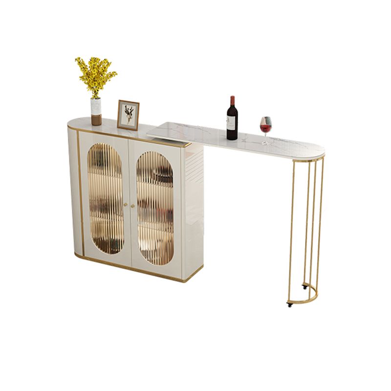 1/2 Pieces Counter Height Pub Set in Gold and White, Oval for Living Room Clearhalo 'Bar Furniture' 'furn' 'furn_home_bar_bar_sets' 'Furniture' 'Home Bars & Bar Sets' 'home_bar_bar_sets' 'Kitchen & Dining Furniture' 1200x1200_09452f62-c58d-4b29-aa37-246c17b3aa3e