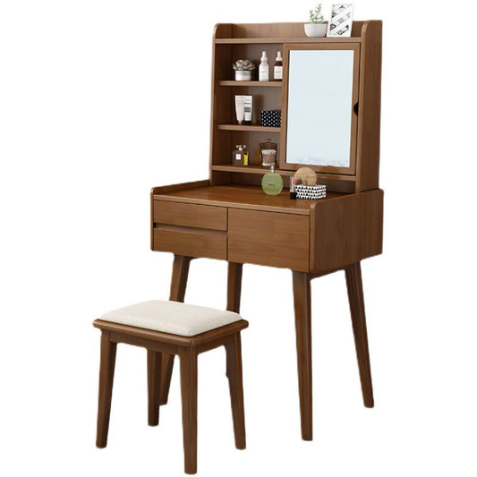 Vanity da tavolo in legno massello a 3 cassetti scandinavi con specchio