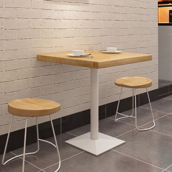 Metal Industrial Square Dining Table Pine Solid Wood Top Table with Pedestal Base Clearhalo 'Dining Tables & Seating' 'Dining Tables' 'dining_table' 'furn' 'furn_dining_table' 'Furniture' 'Kitchen & Dining Furniture' 1200x1200_0947632d-cdf5-4d8d-b7cf-59372f96a464