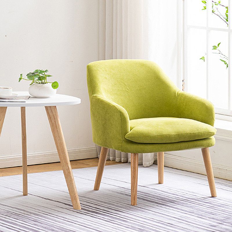 Velvet Chair with Sloped Arms and Basic Four Wooden Legs for Apartment
