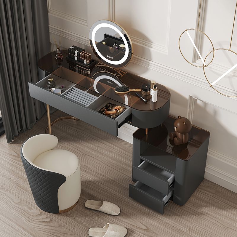 Tavolo da vanità superiore in vetro set di vanità specchio rimovibile con cassetto