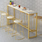 Glam Bar-height Table Faux Marble Top Pub Table with Gold Base
