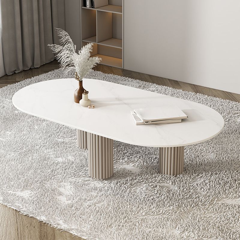 Glass Top Dining Table Modern Oval Indoor Dining Table with 3 White Legs Clearhalo 'Dining Tables & Seating' 'Dining Tables' 'dining_table' 'furn' 'furn_dining_table' 'Furniture' 'furniture_dining_table' 'Kitchen & Dining Furniture' 'kitchen' 'kitchen_dining_table' 1200x1200_0949da5c-bb16-4662-a9cf-66c4468222c4