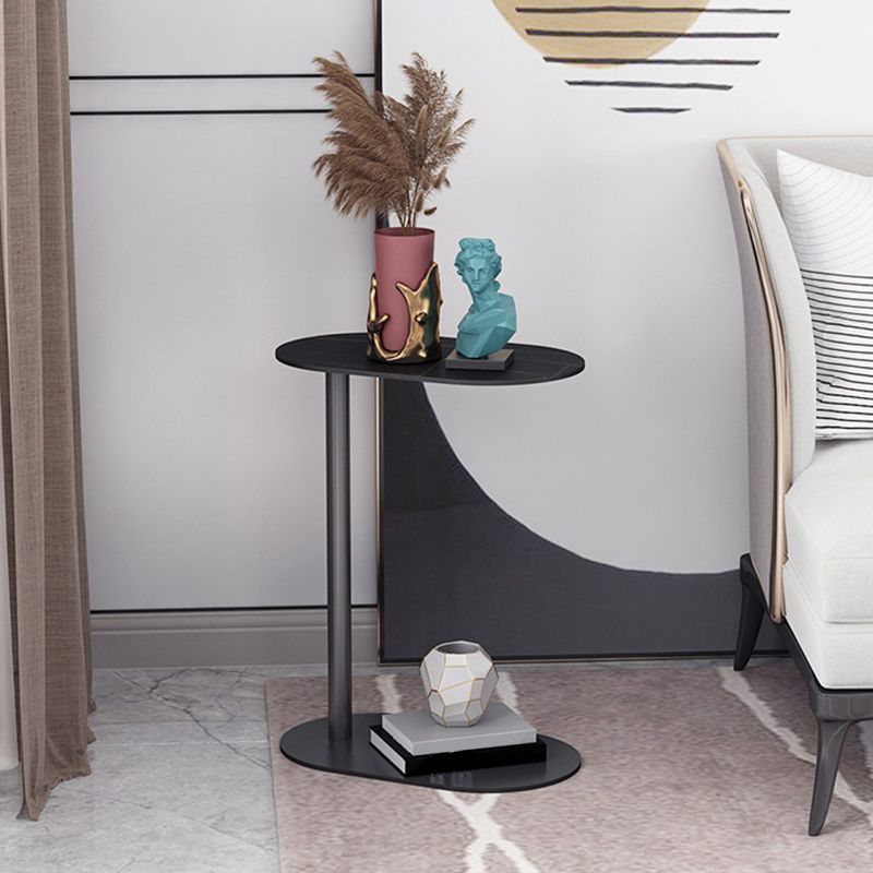 Mid-Century Modern Stone Top Side Table Elliptical Pedestal End Table Clearhalo 'Coffee & Accent Tables' 'End & Side Tables' 'end_side_table' 'Furniture' 'furniture_end_side_table' 'Living Room Furniture' 1200x1200_094b4246-918e-44c9-8f67-d113e613bb7d